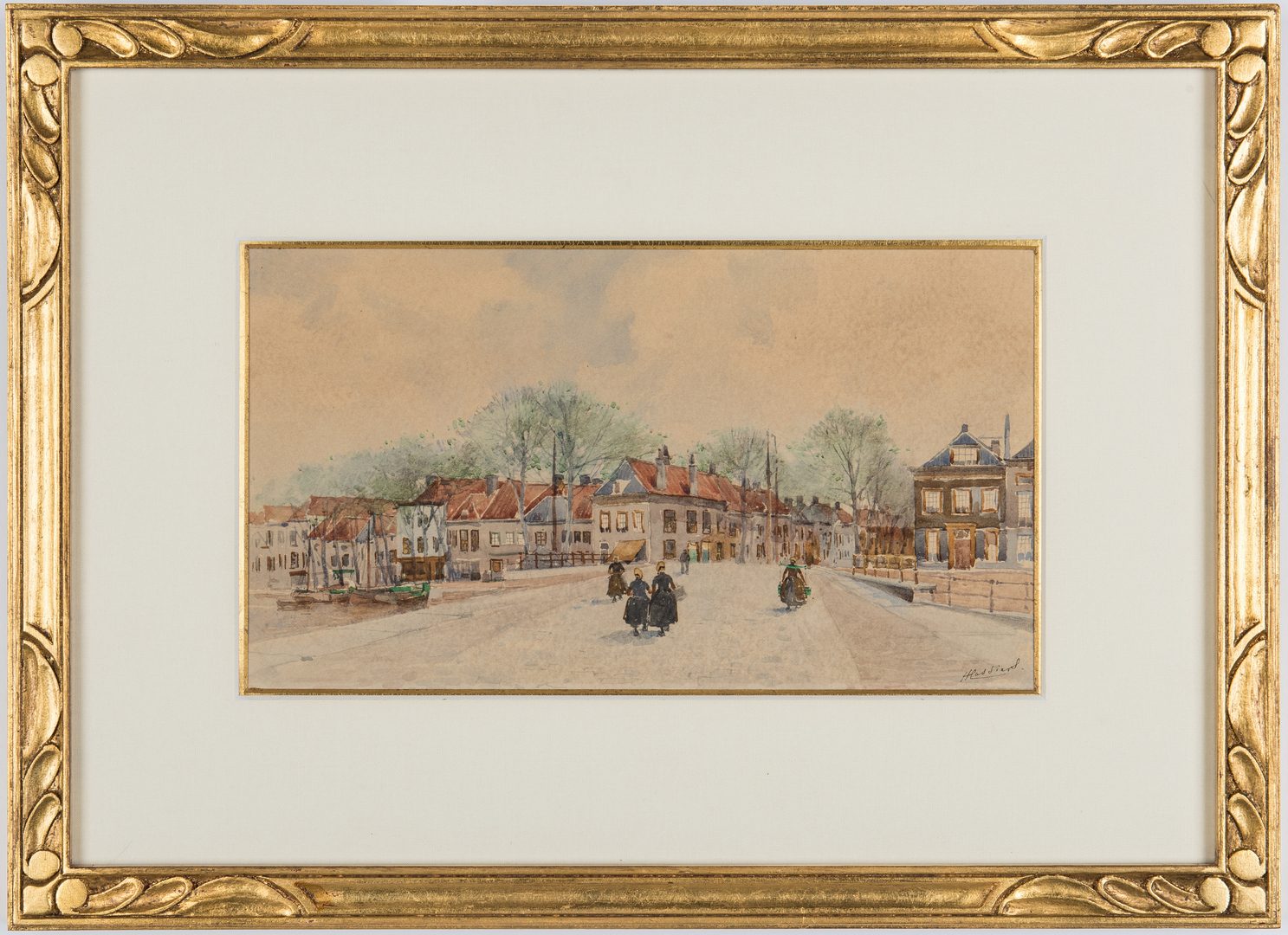 Lot 201: Henry (Henri) Cassiers, Watercolor of Northern European Street Scene