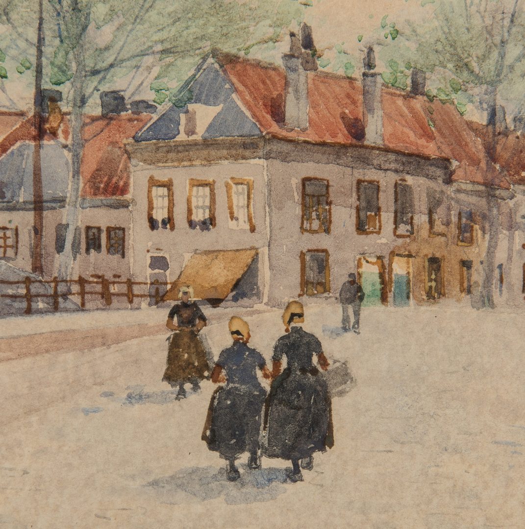 Lot 201: Henry (Henri) Cassiers, Watercolor of Northern European Street Scene