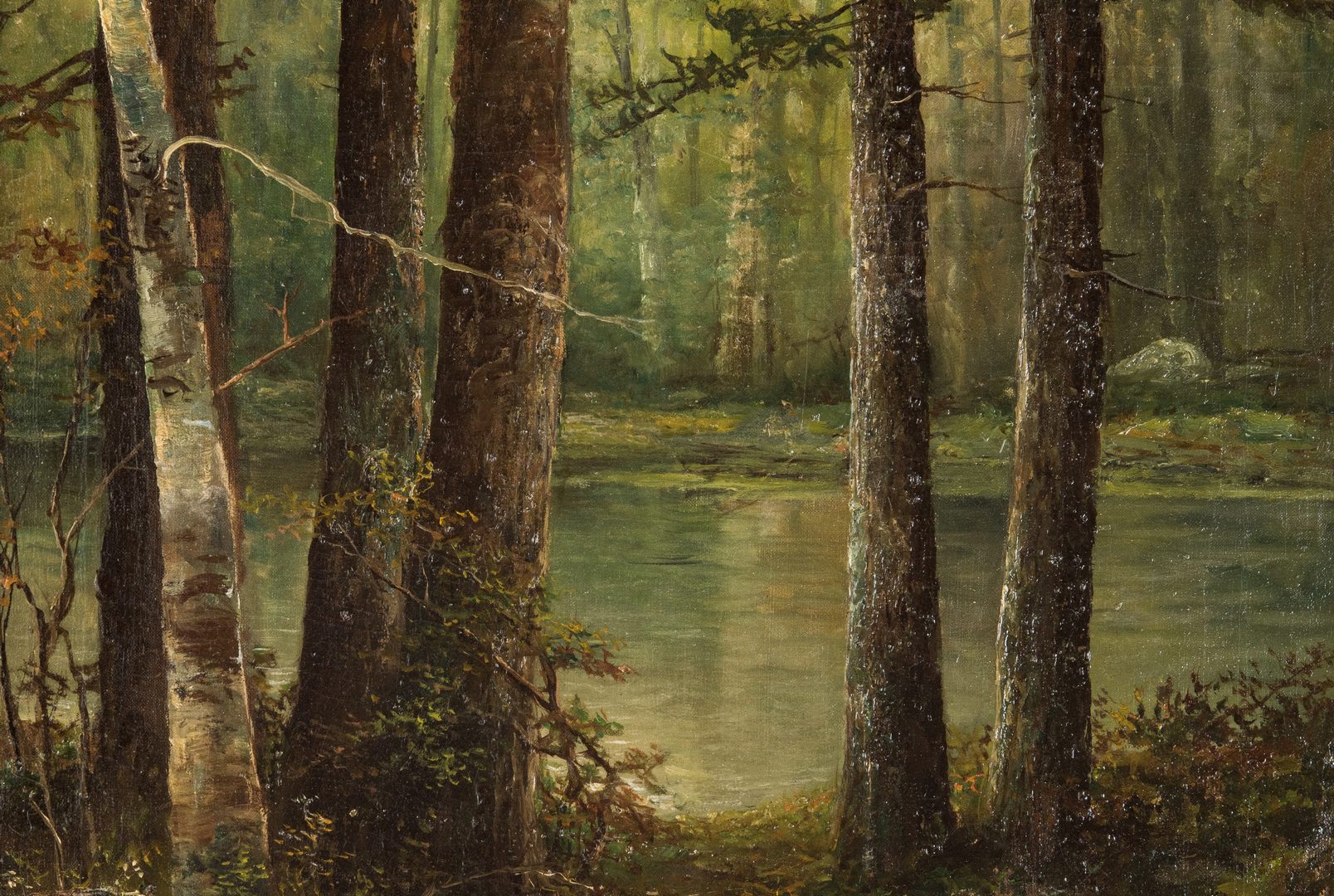 Lot 222: American 19th c. oil landscape, Crosby