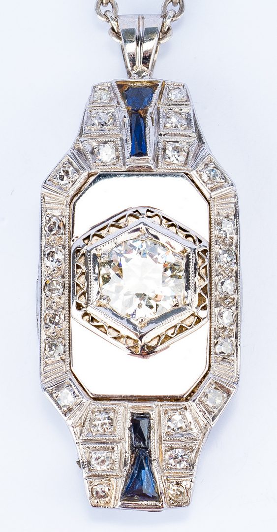 Lot 23: Art Deco 1 ct OMC Diamond Pendant