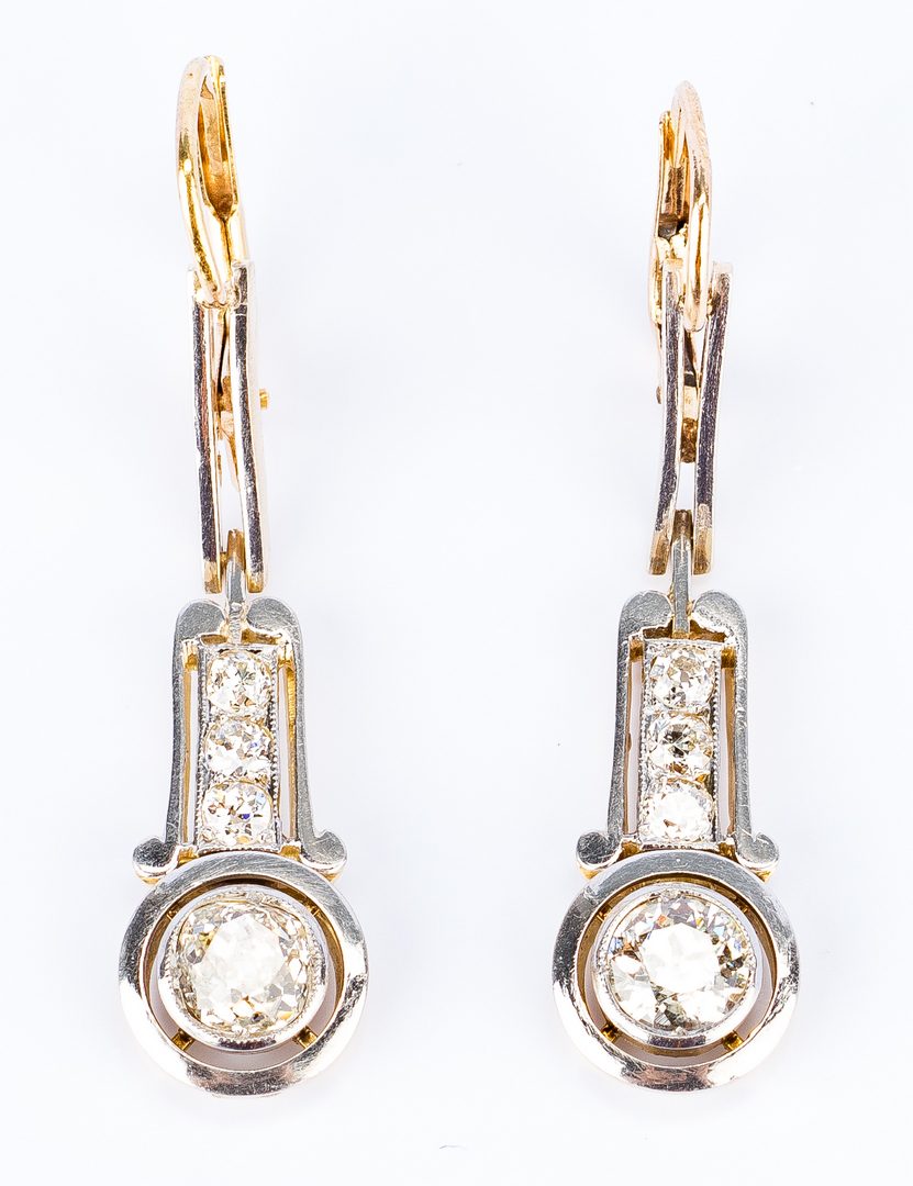 Lot 24: 2 Pair 14K Diamond Earrings for Pierced Ears