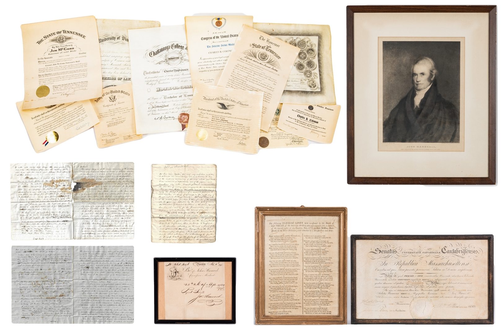 Lot 260: 18 Coleman/Boyd/Marshall Family Related Archival Items