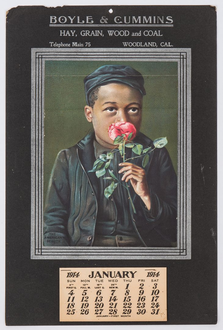Lot 263: 14 Black Americana Items, incl. 1914 Calendar, Booklet, Photographs