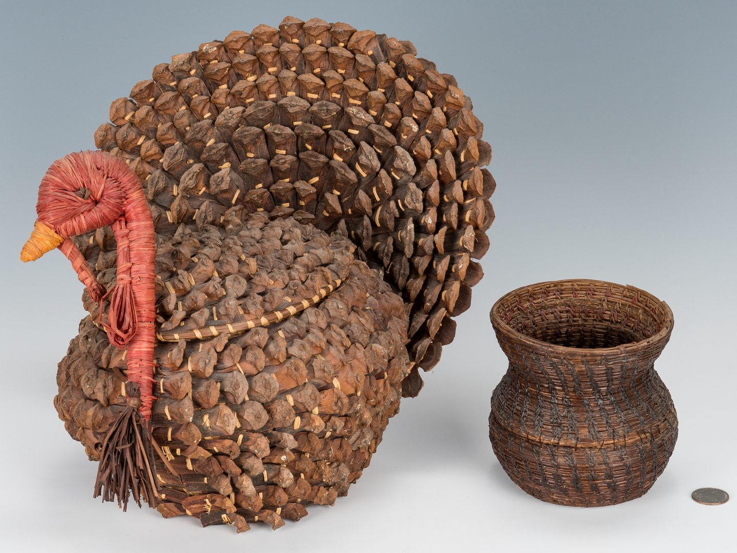 Lot 272: Native American Coushatta & Seminole Pine Needle Baskets, 2 items