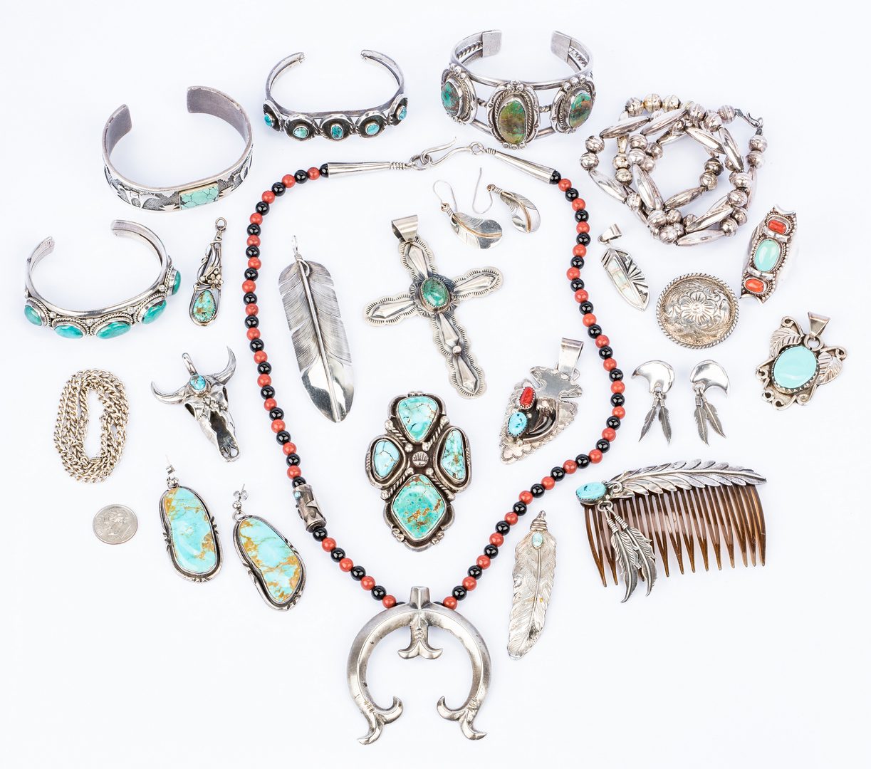 Lot 273: 22 Pcs Native American; Mexican Jewelry