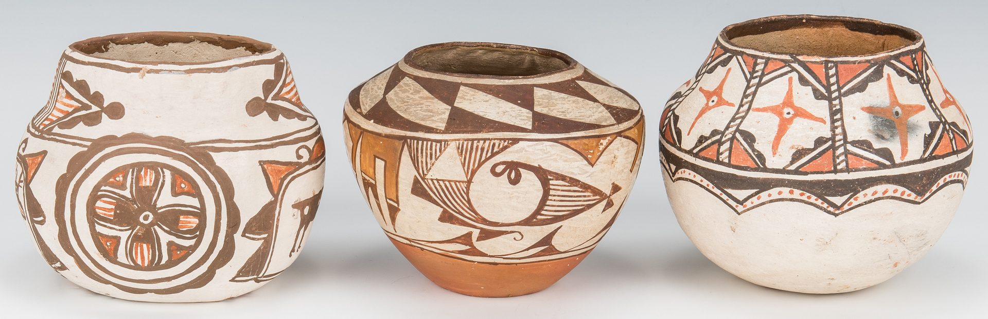 Lot 276: 3 Native American Pottery items, Zuni & Hopi