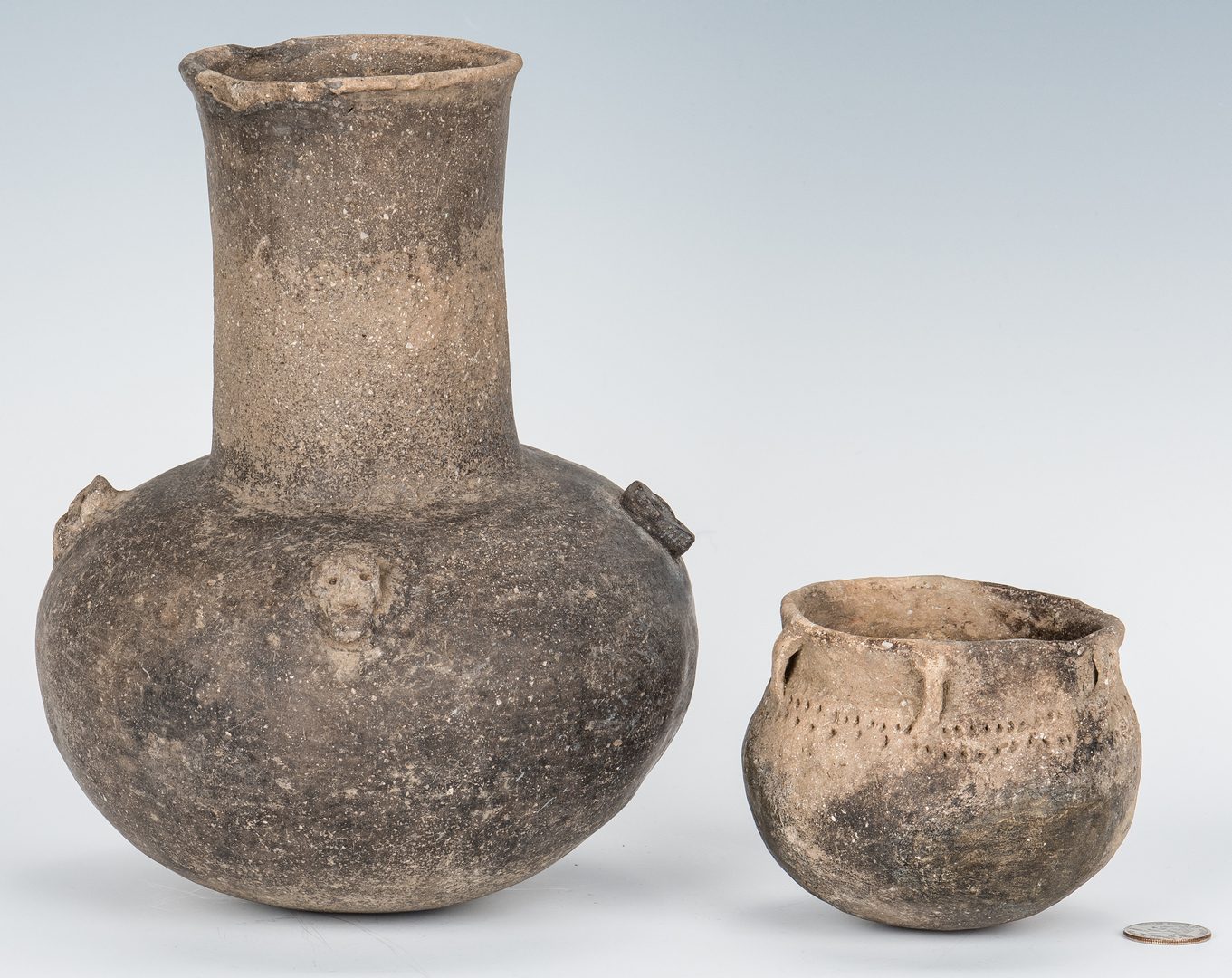 Lot 279: 2 Mississippian Culture Arkansas Pottery Vessels, incl. Human Effigy