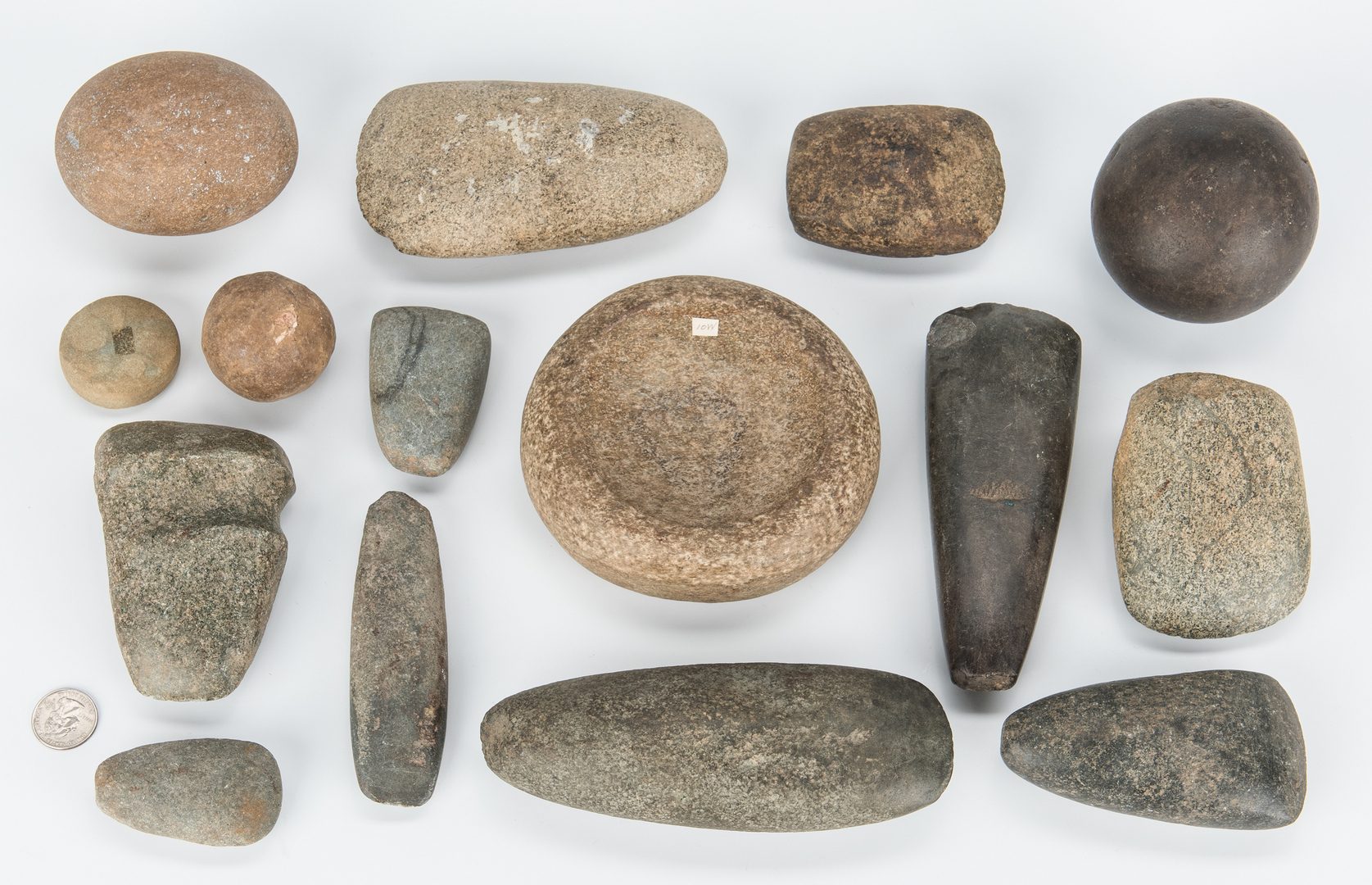 Lot 282: 15 Native American Stone Artifacts, incl. Discoidals