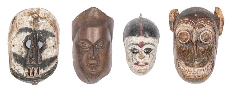 Lot 304: 4 Himalayan Carved & Painted Ritual Masks