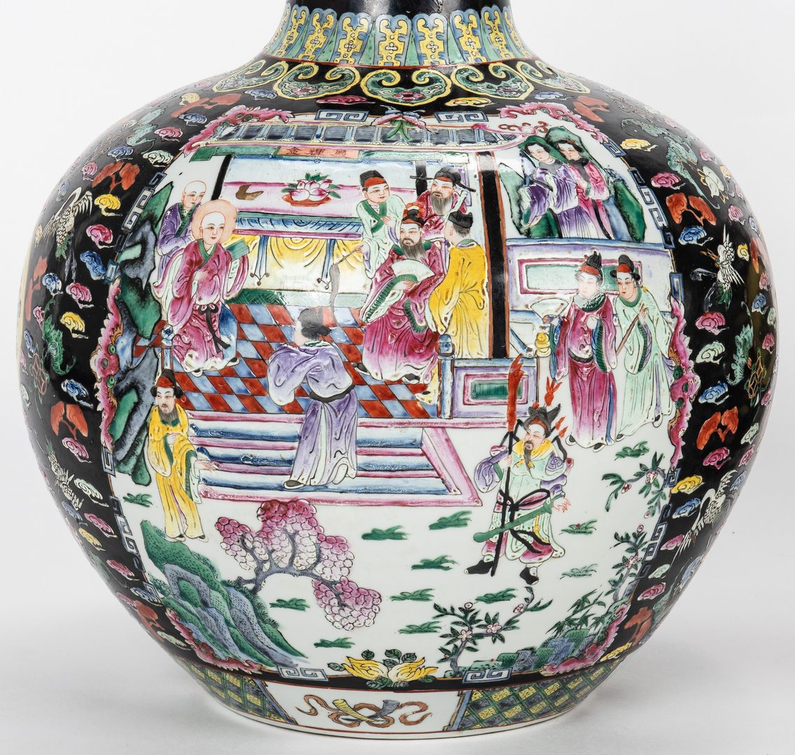 Lot 319: Pr. Chinese Famille Noire Floor Vases