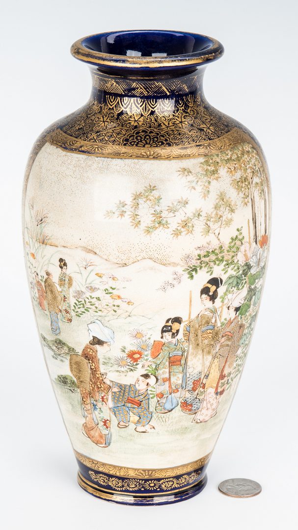 Lot 320: Japanese Satsuma Gosu Blue Vase