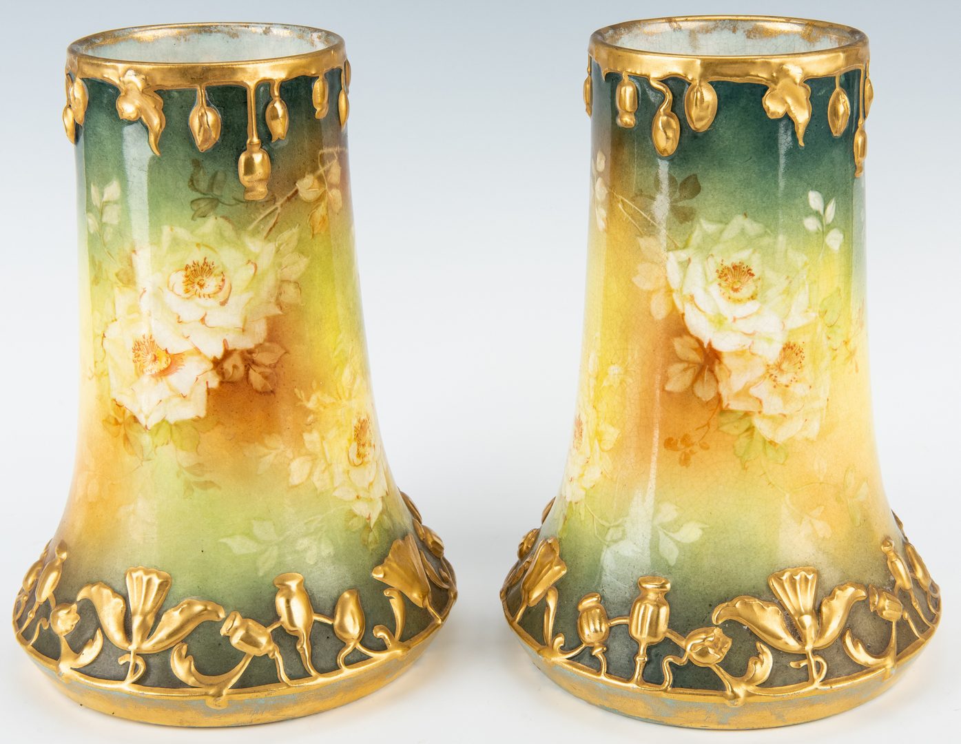 Lot 335: Pair Royal Bonn Art Nouveau Vases