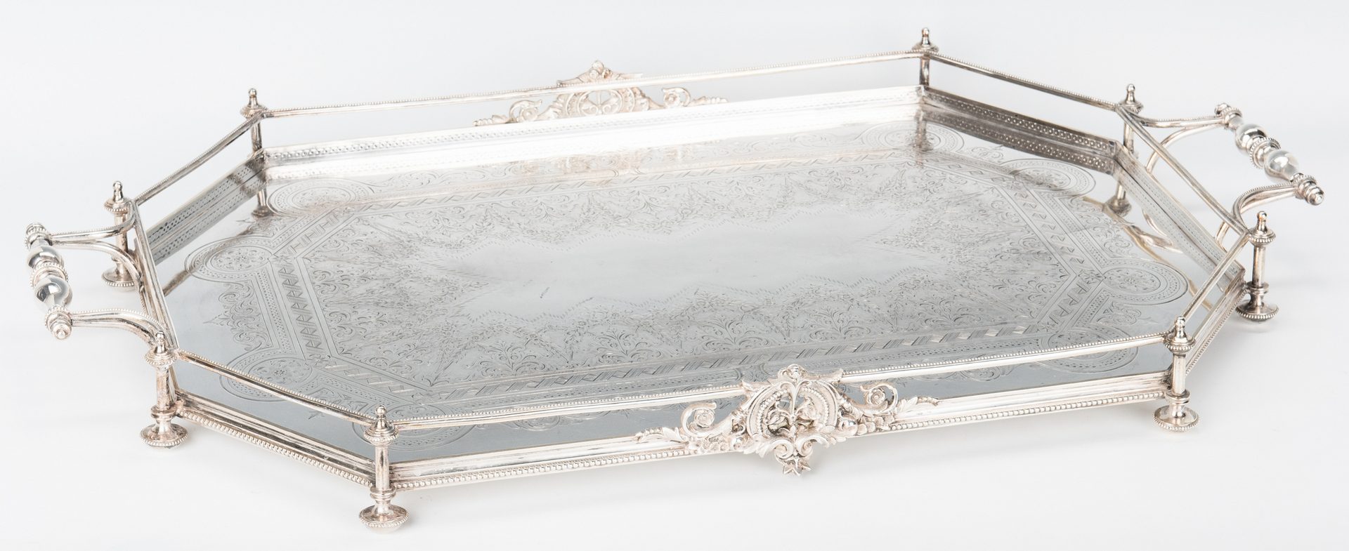 Lot 348: Scottish Silver Serving Tray w/ Gallery