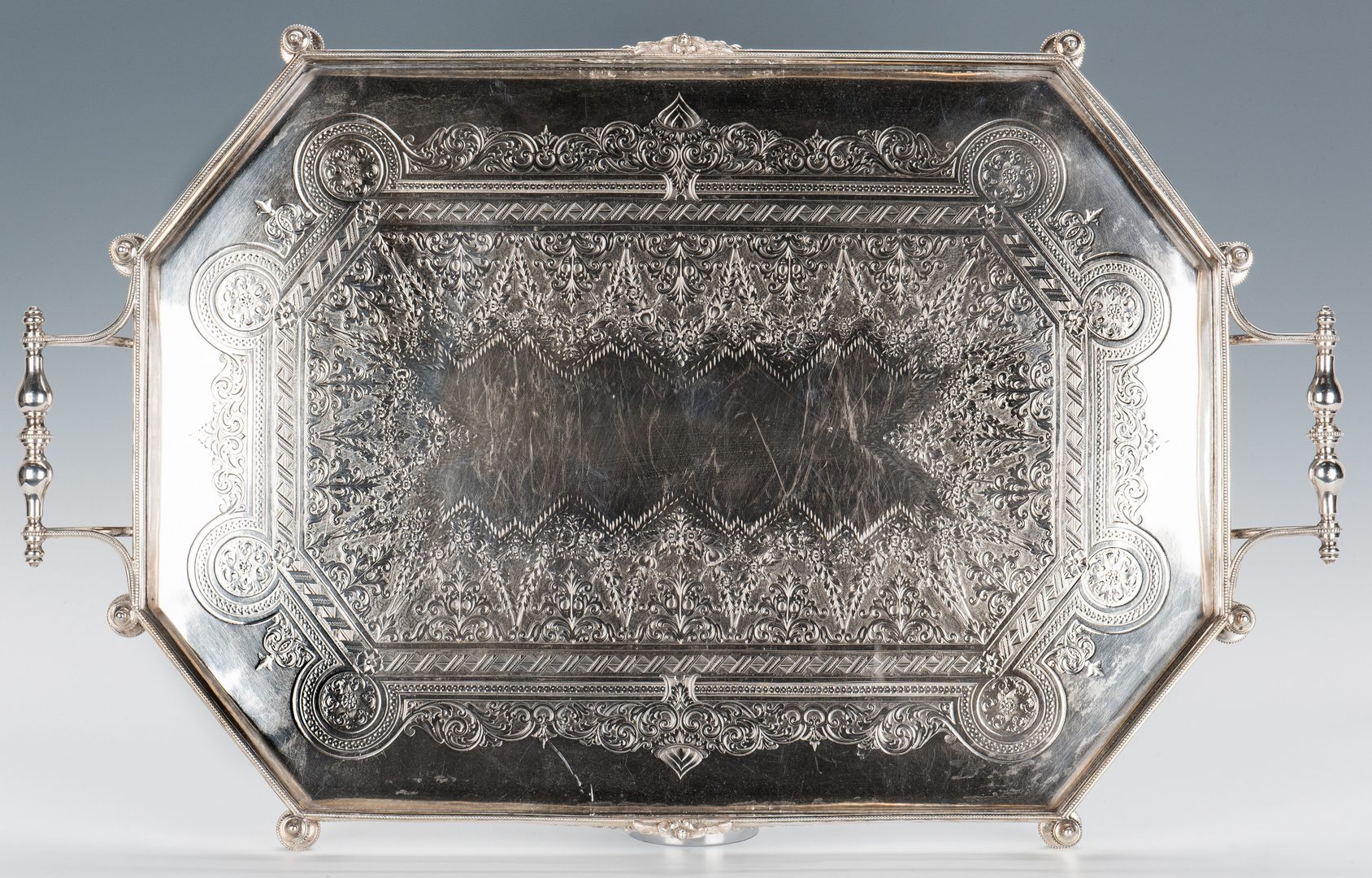Lot 348: Scottish Silver Serving Tray w/ Gallery