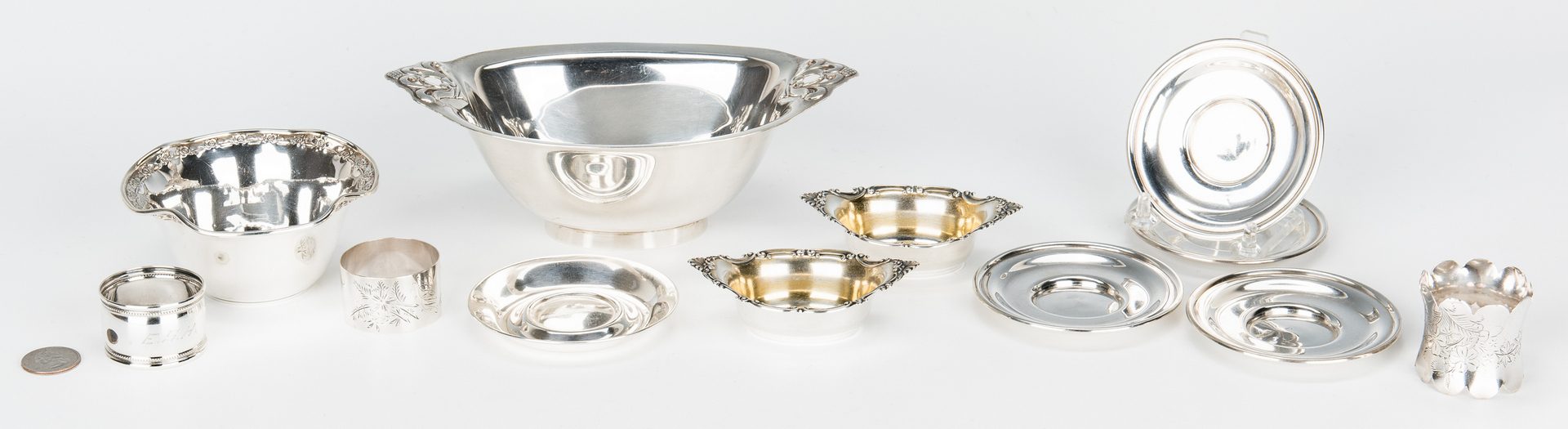 Lot 355: 12 Sterling Table Items incl. Royal Danish