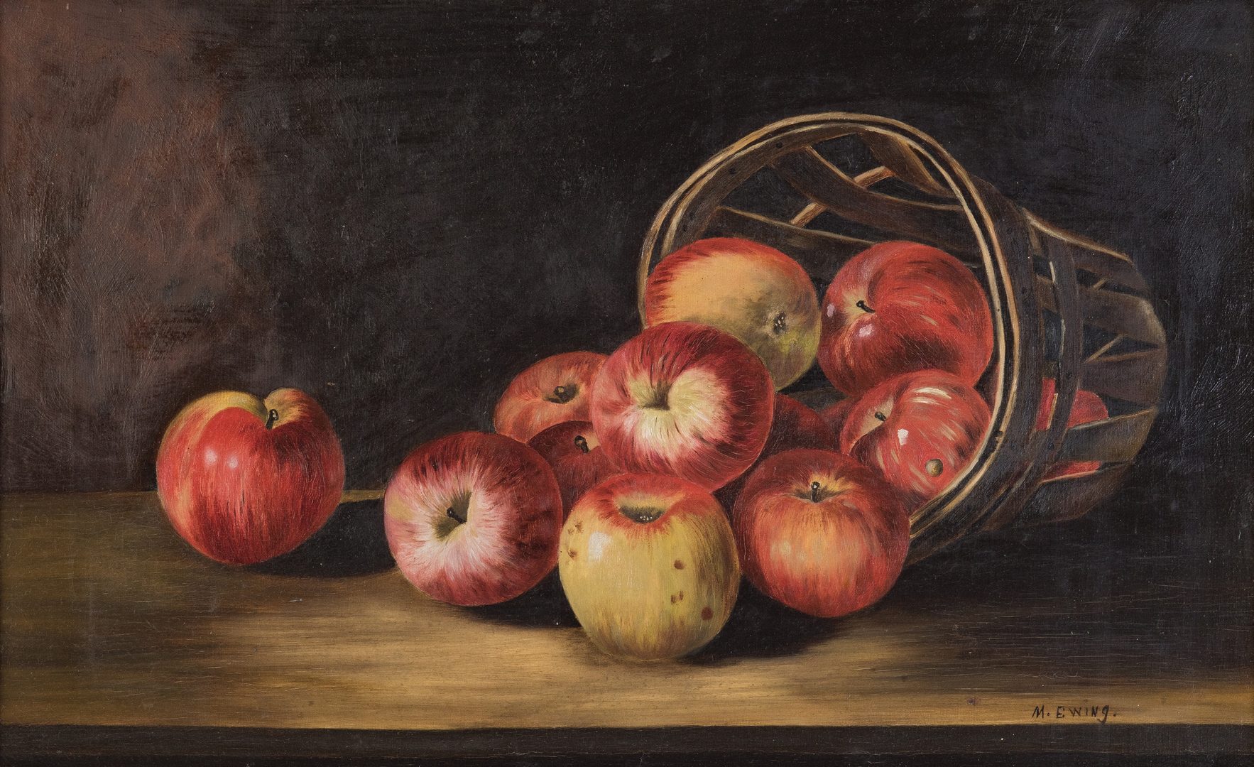 Lot 372: Still Life with Apples O/C, signed Ewing