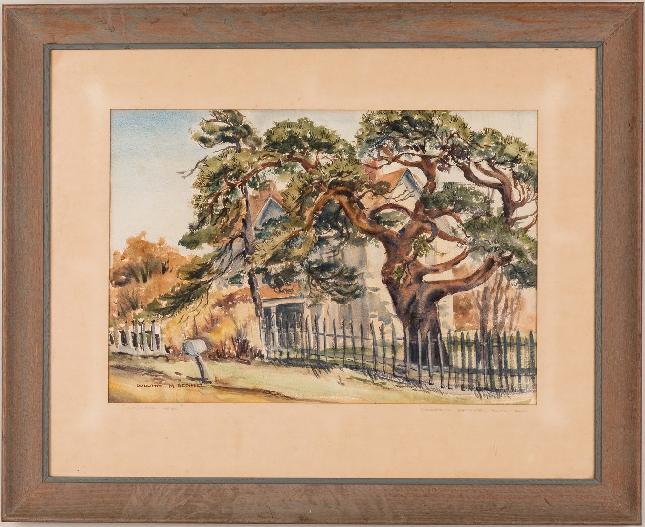 Lot 379: Dorothy B. Rossiter Watercolor, Iowa Farmhouse