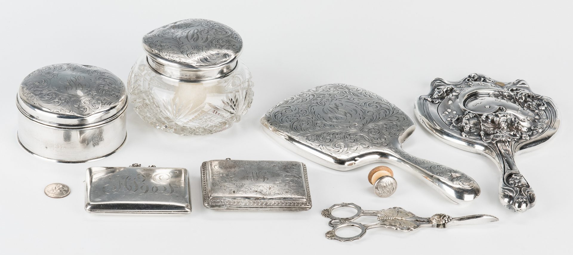 Lot 420: 7 Vanity/Fashion items, incl. Unger Sterling Box