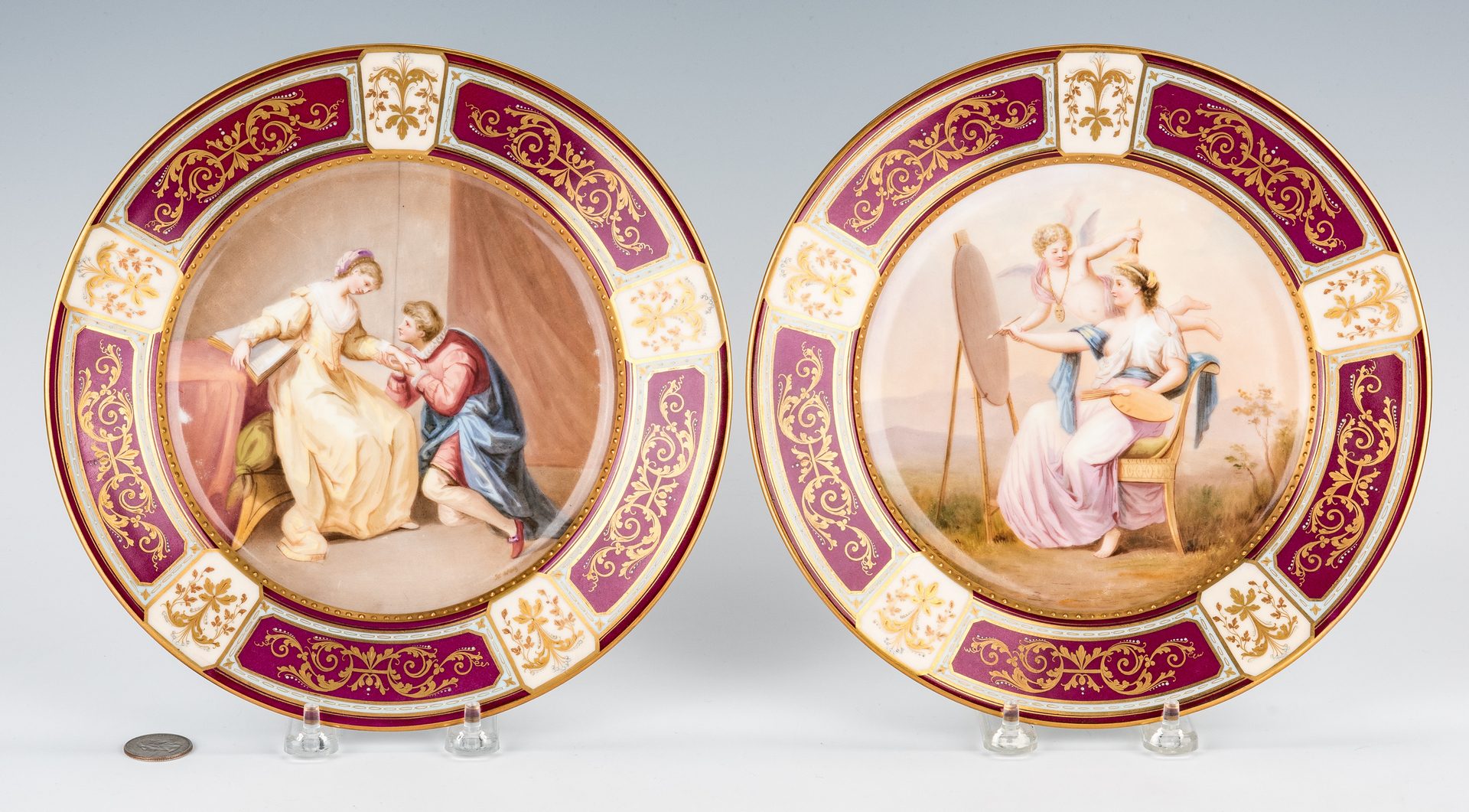 Lot 48: Pr. Royal Vienna Style Cabinet Plates signed Weh