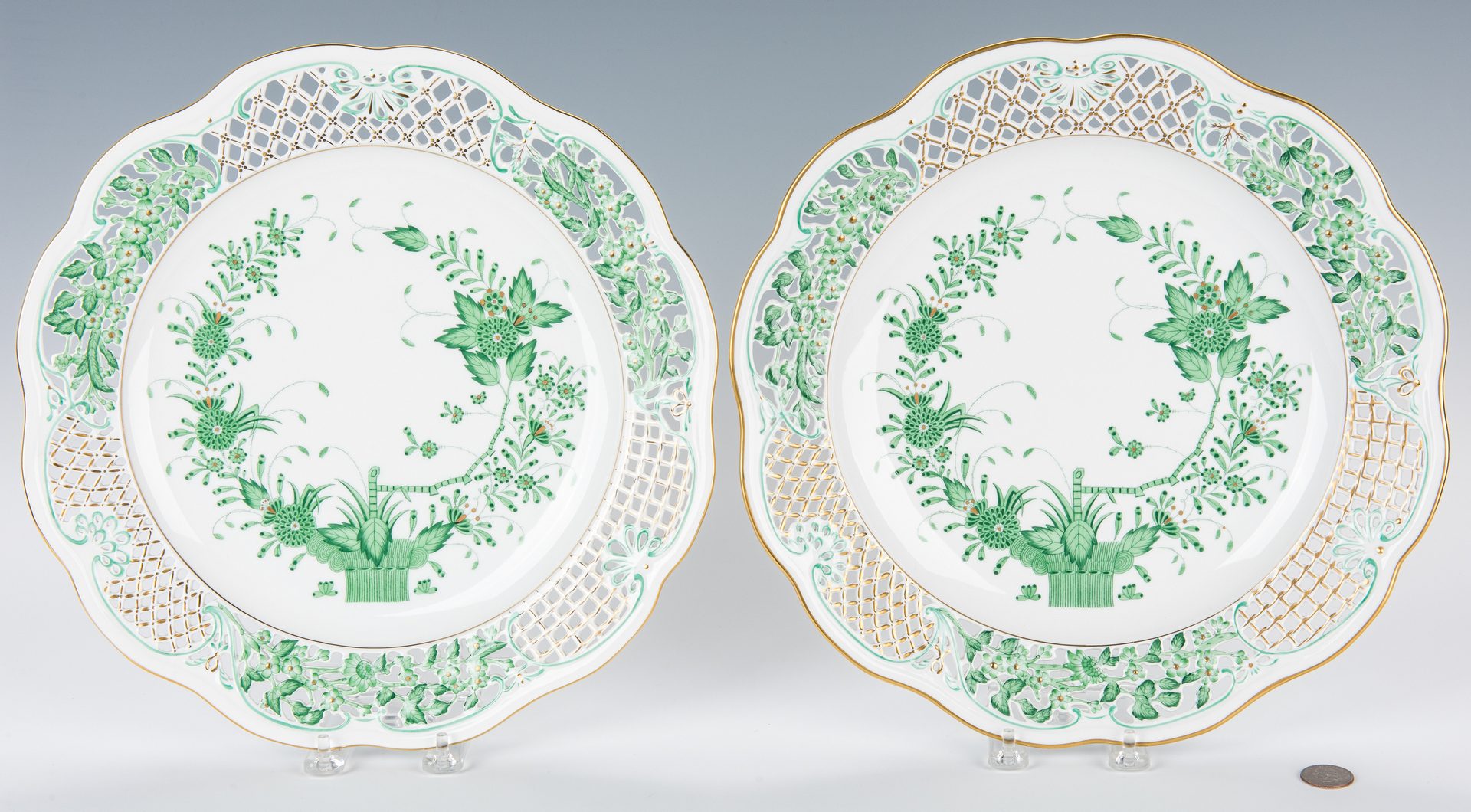 Lot 49: 2 Herend Reticulated Porcelain Chargers