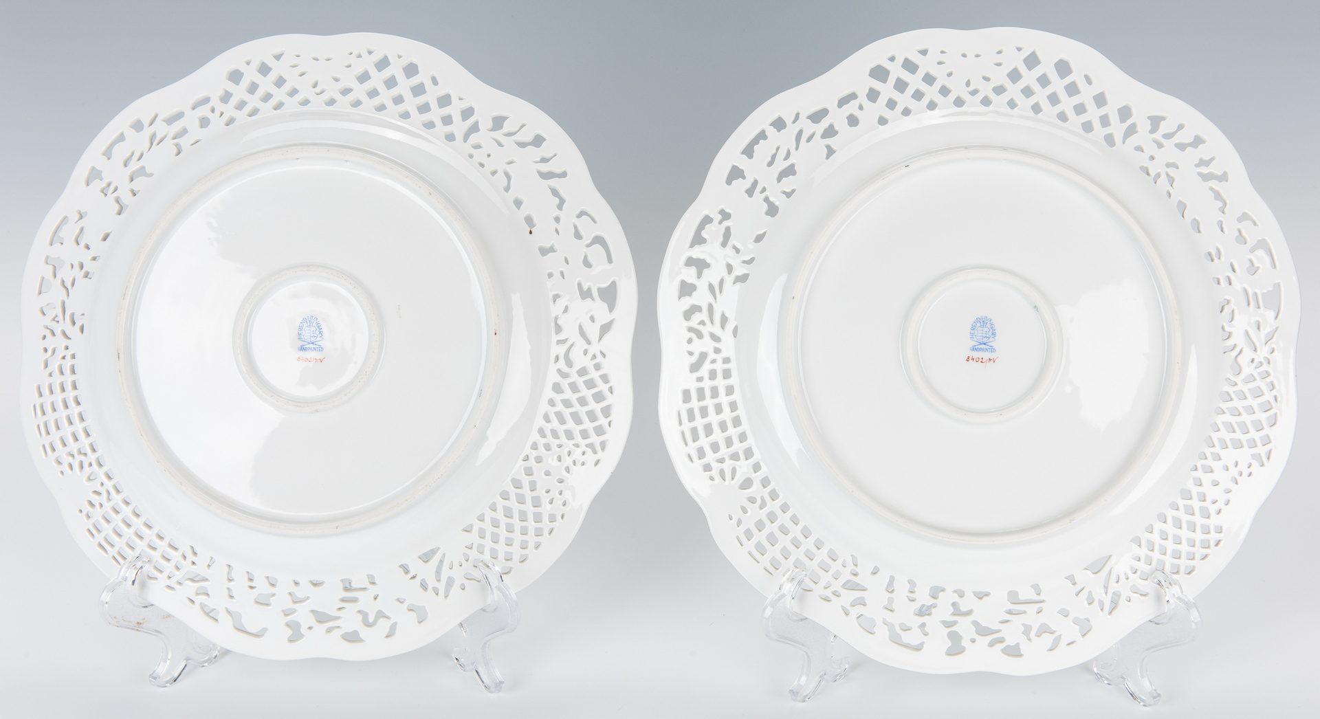 Lot 49: 2 Herend Reticulated Porcelain Chargers