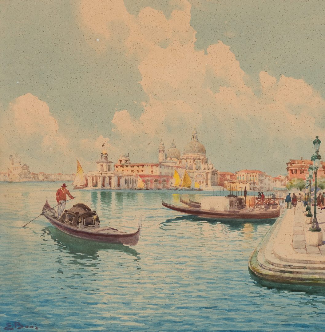 Lot 63: 2 Italian Seascape Watercolor Paintings