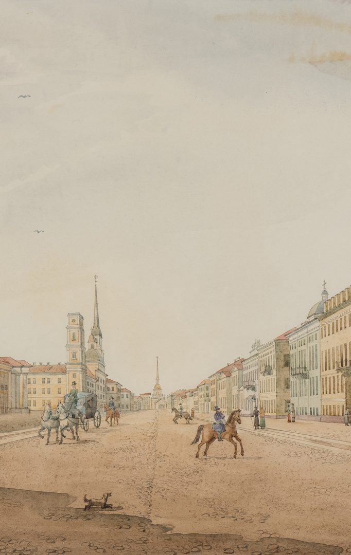 Lot 72: European Watercolor on Paper Street Scene