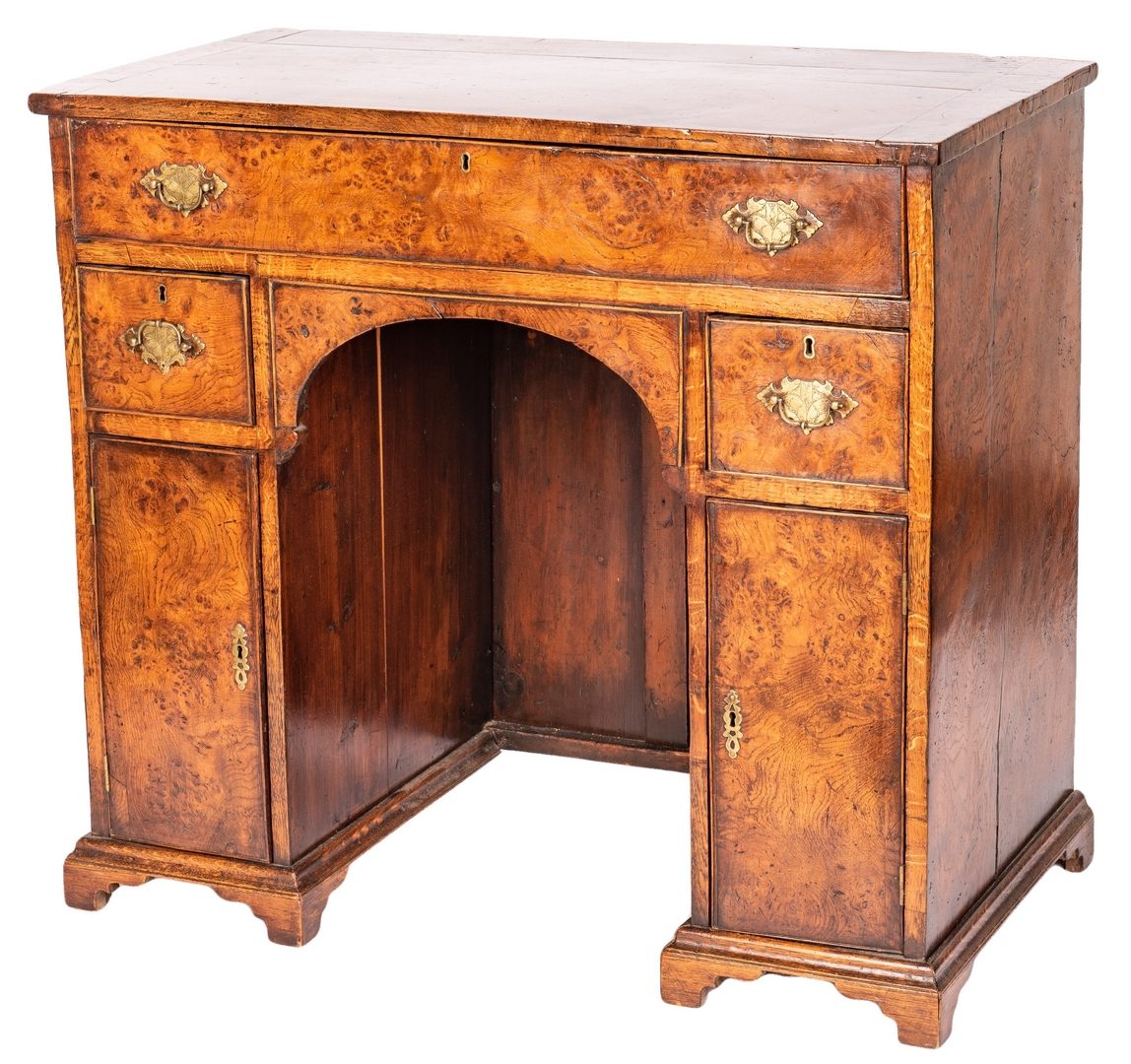 Lot 81: Queen Anne Style Burlwood Desk
