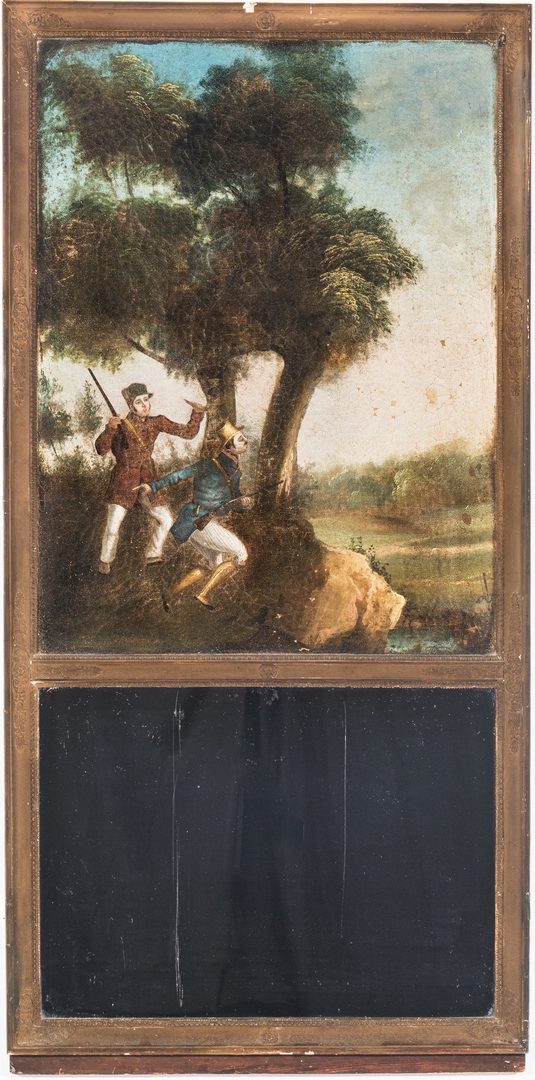 Lot 82: Continental Trumeau Mirror, Hunting Scene