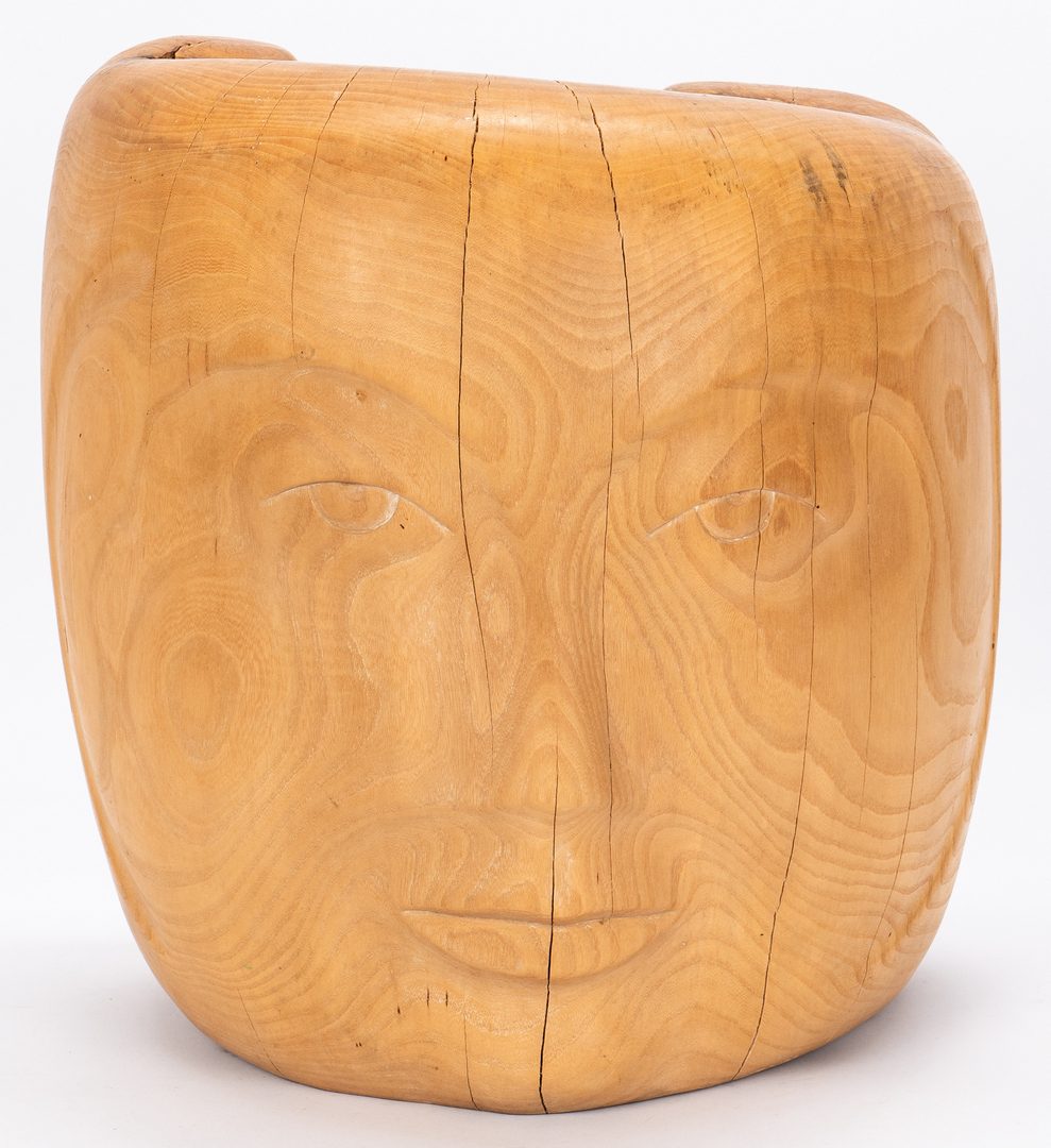 Lot 87: Olen Bryant Carved Wood Face Sculpture