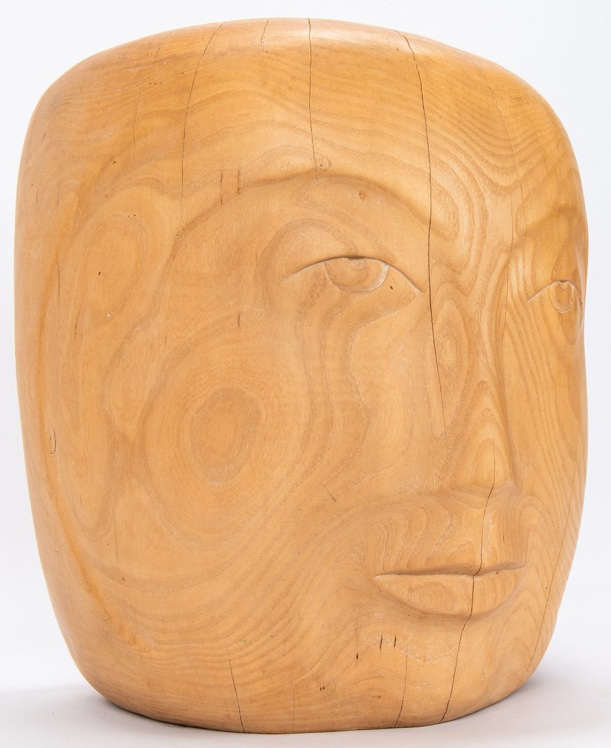 Lot 87: Olen Bryant Carved Wood Face Sculpture