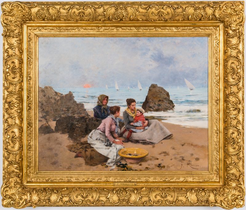 Lot 103: Francisco Miralles y Galup Oil, Beach Scene at Dusk