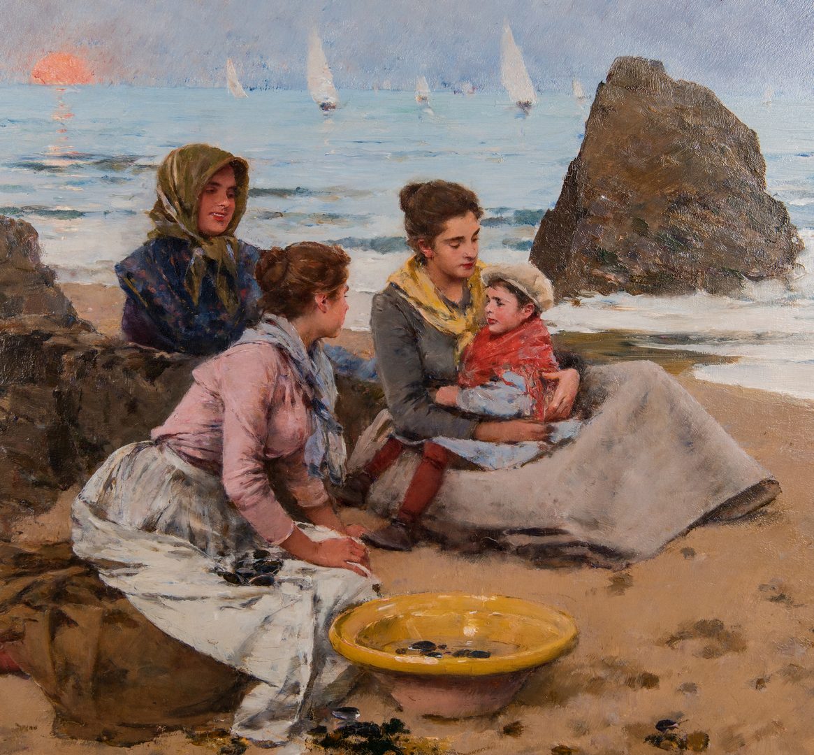 Lot 103: Francisco Miralles y Galup Oil, Beach Scene at Dusk