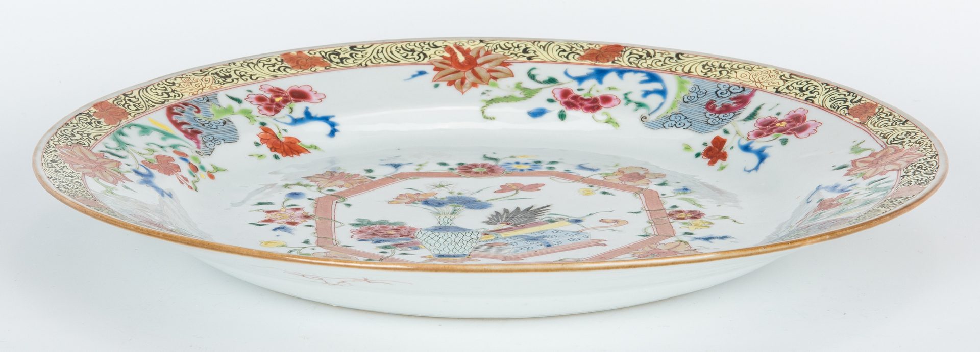 Lot 10: Chinese Qianlong Porcelain Charger & Jade Leaf Dish + more