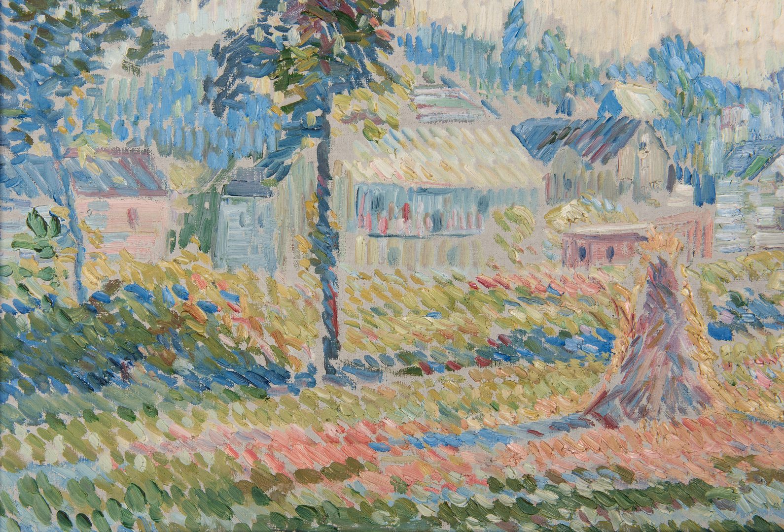 Lot 121: Edgar Hewitt Nye O/C, Impressionist Village Landscape