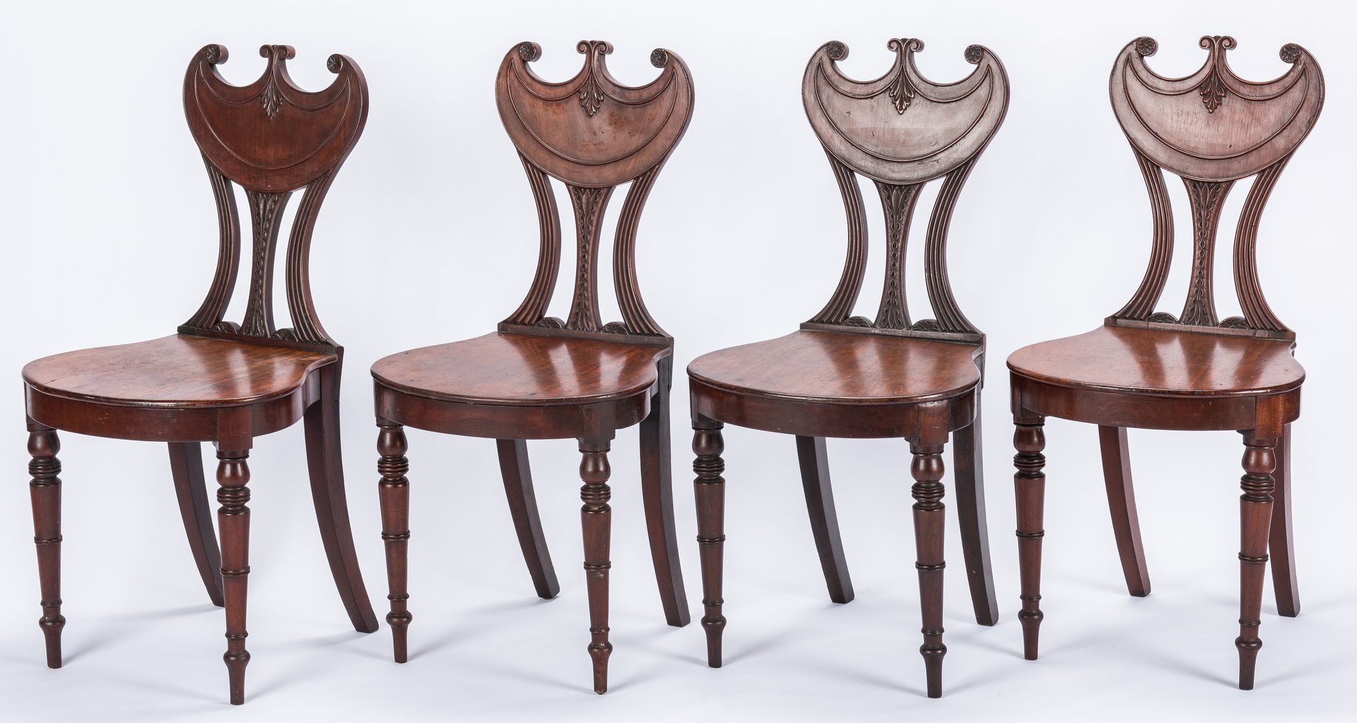 Lot 167: 4 Regency Mahogany Hall Chairs