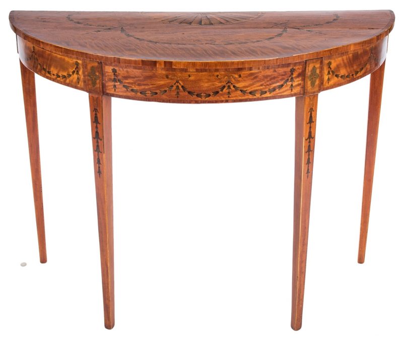 Lot 169: George III Inlaid Demilune Table