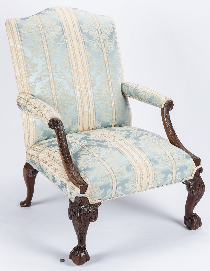 Lot 171: English Library Chair w/ Carved Feet