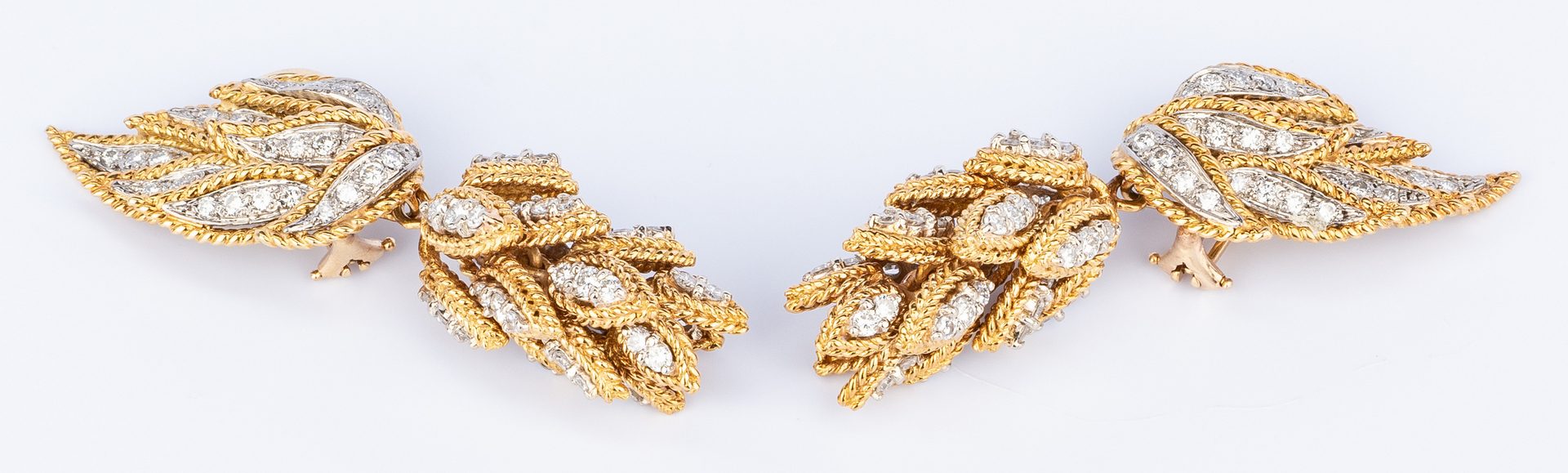 Lot 179: 18K Diamond Petal Earrings in 2 parts
