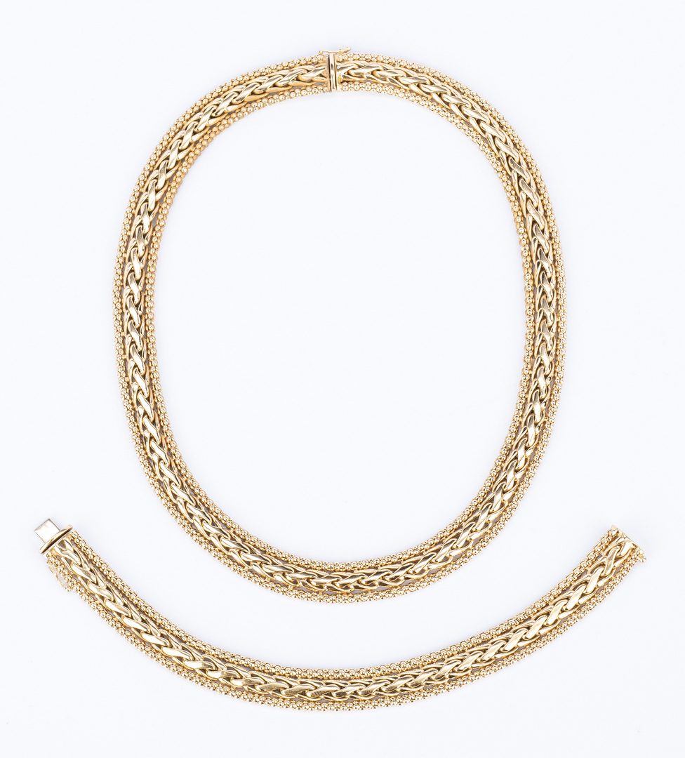 Lot 185: Italian 14K Necklace; Bracelet Set, 70.3 gr.