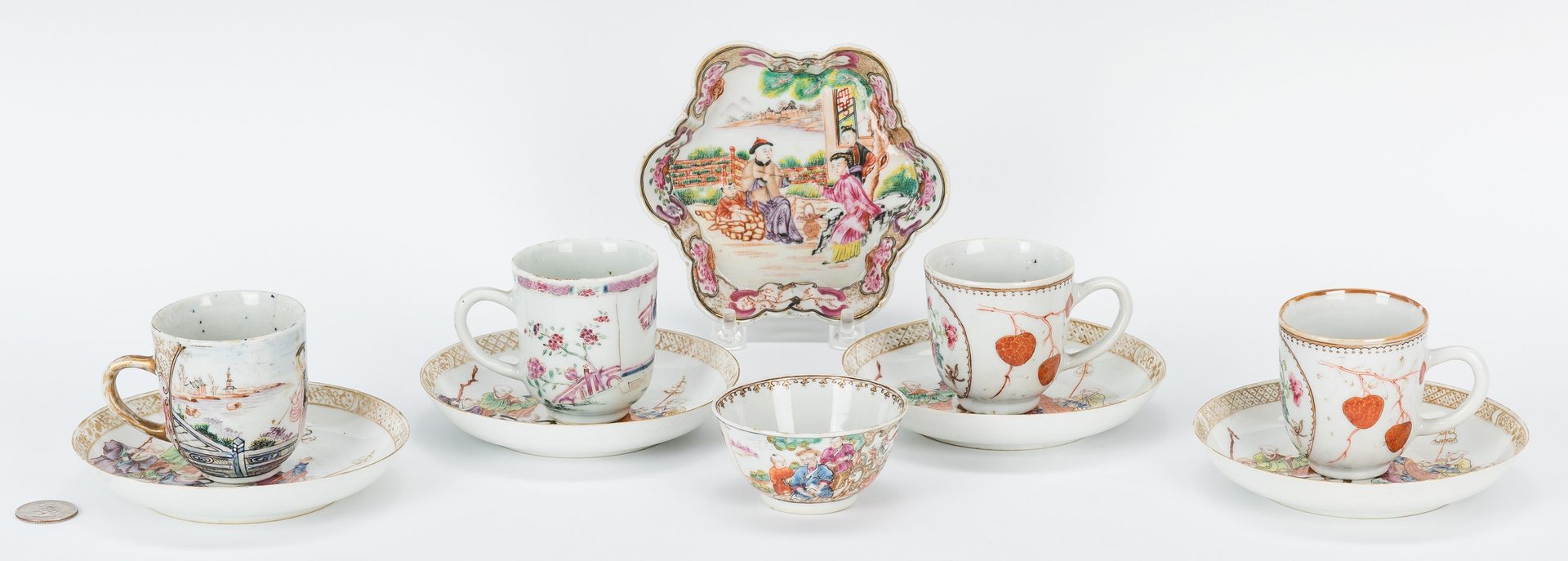 Lot 19: 10 Famille Rose Items inc. Immortal Decorated