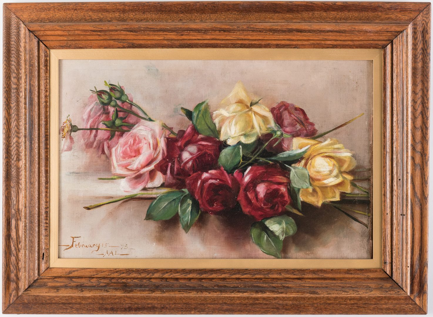Lot 214: Adelia Armstrong Lutz O/B, Still Life with Roses