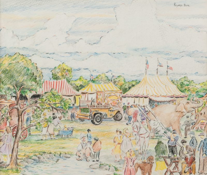 Lot 224: Reynolds Beal, Impressionist Circus Drawing