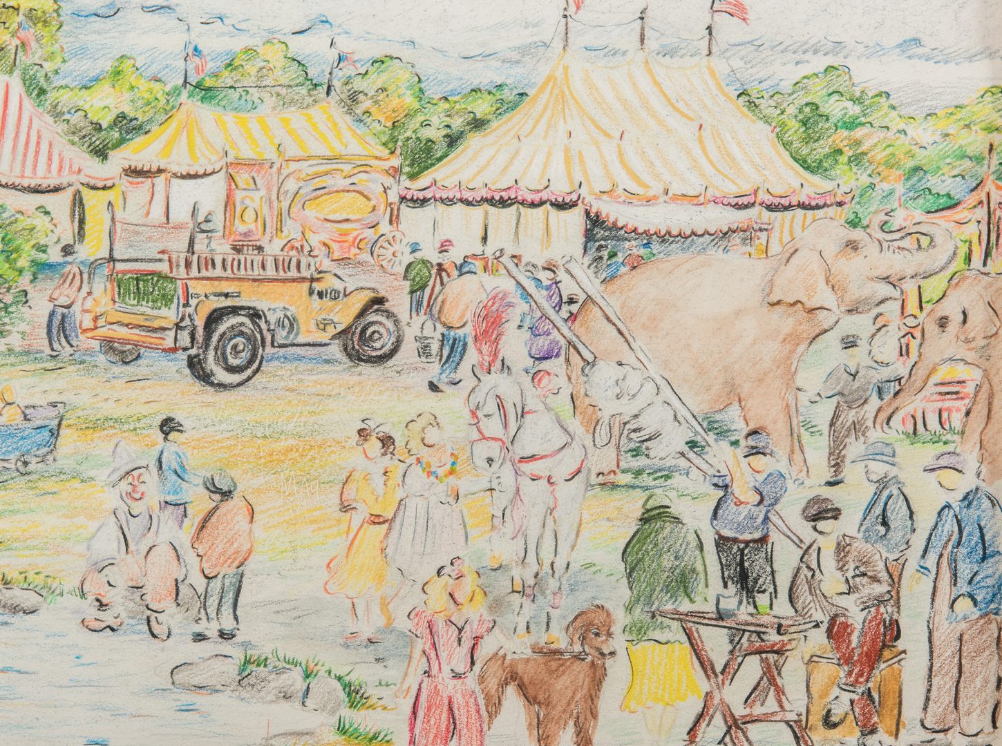 Lot 224: Reynolds Beal, Impressionist Circus Drawing
