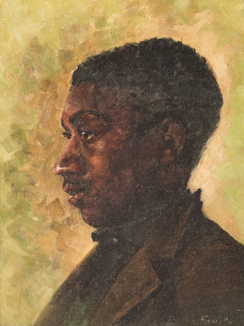 Lot 232: Signed O/C Portrait of African American Youth
