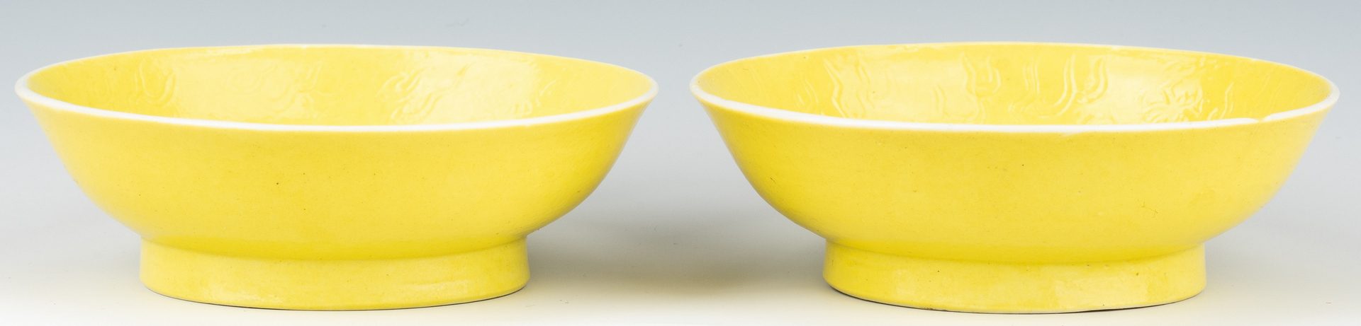 Lot 250: Pr. Imperial Guangxu Lemon Yellow Saucer Dishes