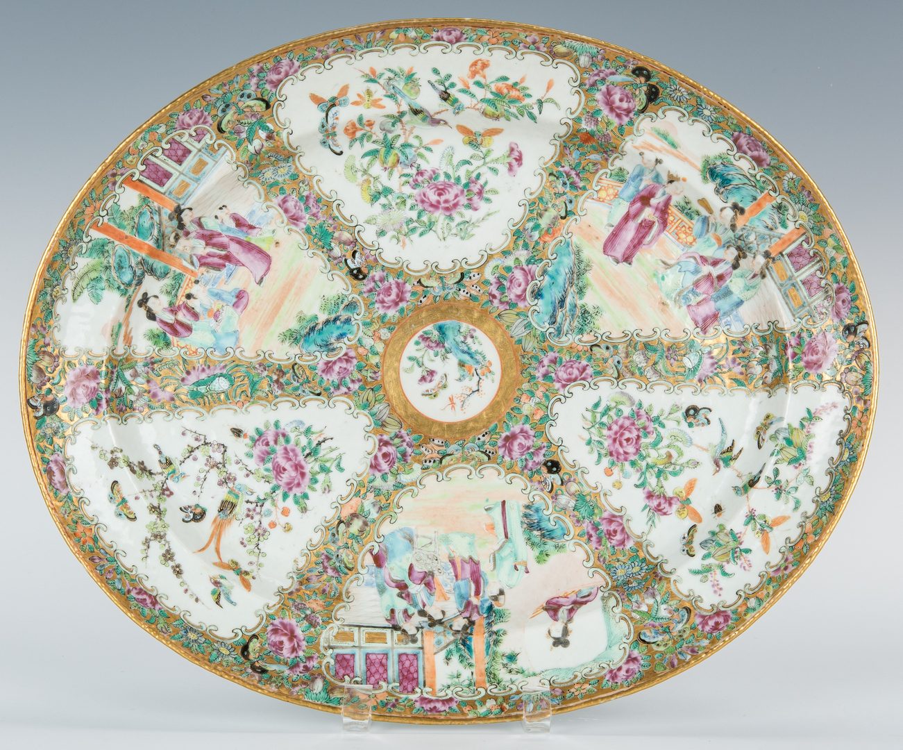 Lot 251: Rose Medallion Platter and Compote