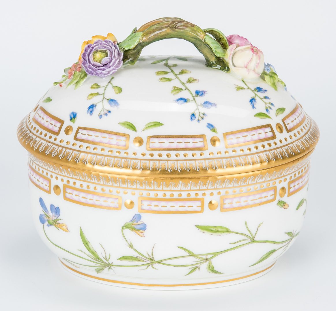 Lot 257: 3 Royal Copenhagen Denmark Flora Danica Porcelain Pieces