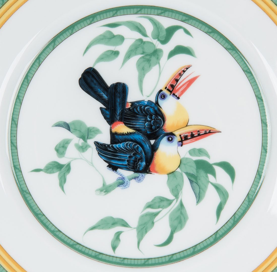 Lot 260: Hermes Paris Toucans Pattern Porcelain Dinnerware Set, 40 pcs.