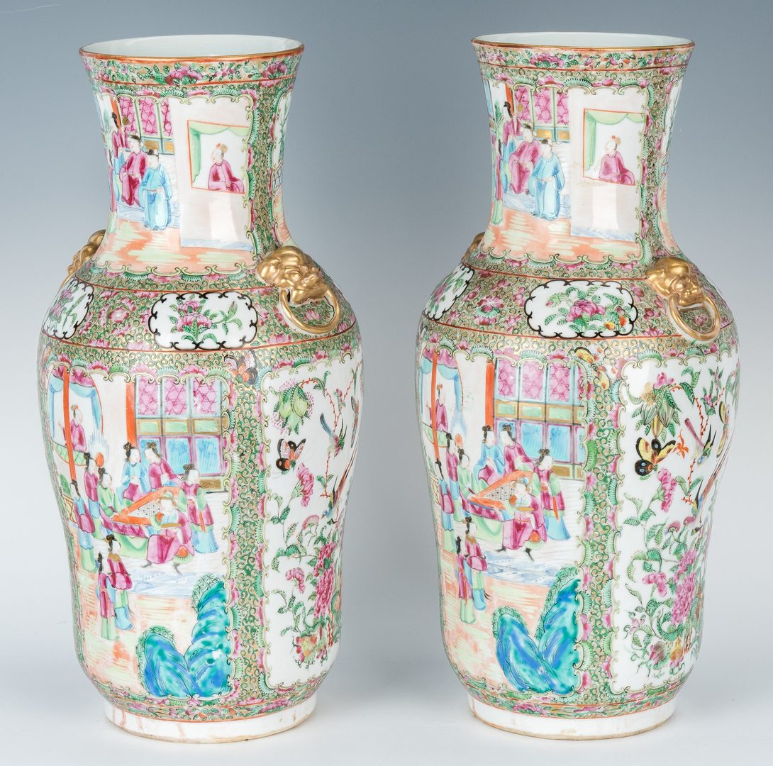 Lot 27: Pr Chinese Export Rose Medallion Vases